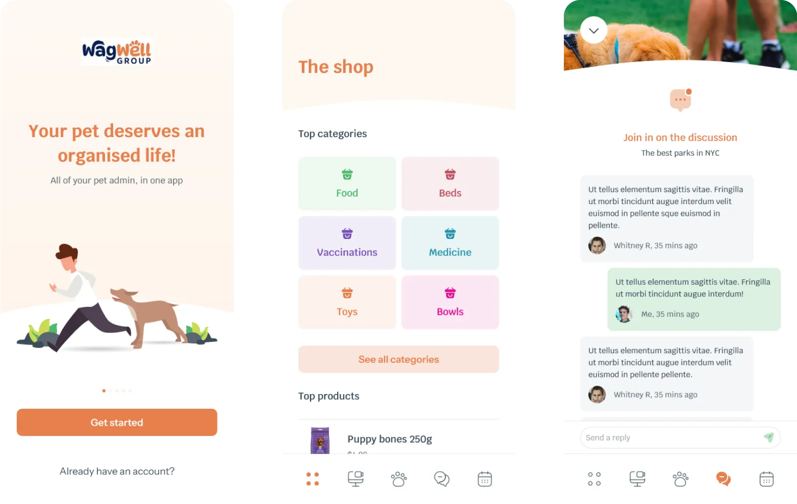 An image of the WagWell conceptual iOS app